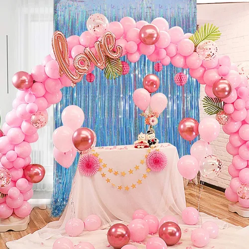 Miniatura 6 de CYLMFC Cortinas de flecos de papel de aluminio para decoración de fiesta, paquete de 2 telones de fondo de oropel de 3 x 8 pies para telón de fondo