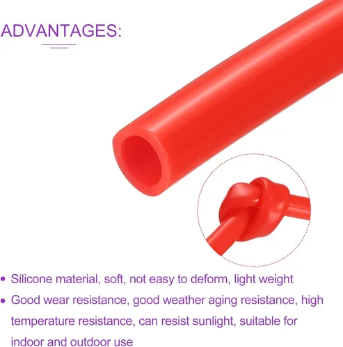 Miniatura 5 de DMiotech 3/8 "(9mm) ID 1/2 "(12mm) OD 3.3 pies tubo de silicona rojo industrial tubo de silicona para bomba de aire de agua
