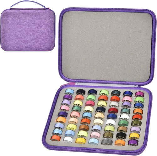 Estuche de bobina de 63 ranuras, organizador de hilos de bobinas, caja de carretes compatible con Brother para Singer para Babylock para Janome para