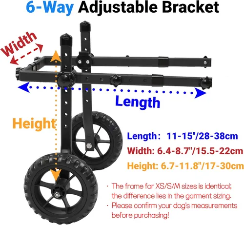 Miniatura 3 de Silla de ruedas ajustable para perros pequeños para patas traseras, rueda texturizada mejorada de 5.5 pulgadas, mascotas discapacitadas, soporte