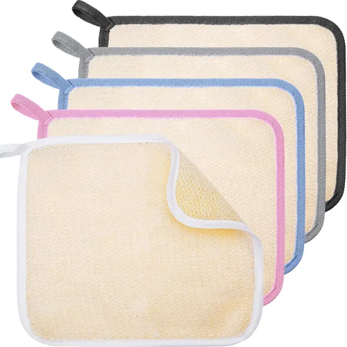 Miniatura 18 de Tatuo 5 paños exfoliantes para el rostro y el cuerpo, tejido de toalla para el baño, exfoliante, masaje, paño de baño para mujeres y hombres, 10.63