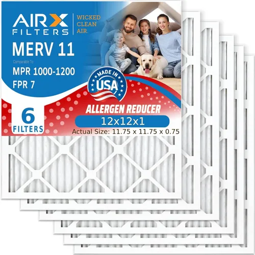 Miniatura 8 de AIRX Filters MERV 11 - Filtro para horno de aire de 18 x 18 x 1 pulgadas, para alergias, polvo, caspa de mascotas (paquete de 6), filtro plisado
