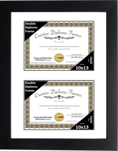 Miniatura 35 de Creative Picture Frames Marco de diploma doble clásico negro de 6 x 8 pulgadas con vidrio negro y colgador de pared instalado
