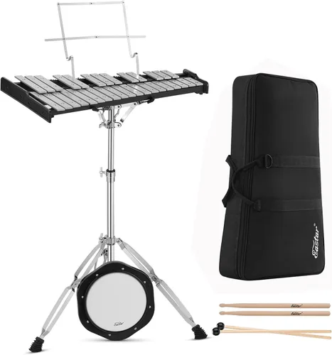 Miniatura 10 de Kit de Glockenspiel y Xilófono Eastar Avanzado de 32 Notas para Principiantes, Kit de Percusión con Almohadilla de Práctica de Tambor de 8 Pulgadas
