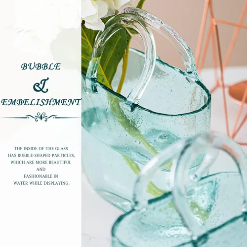 Miniatura 4 de Jarrón de cristal para flores, florero único con cuenco de peces de burbujas, hecho a mano, florero de vidrio transparente para pecera, decoración