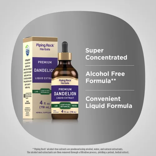 Miniatura 4 de Piping Rock Extracto líquido de raíz de diente de león 4 onzas líquidas Gotas de tintura sin alcohol Suplemento herbal premium Vegetariano