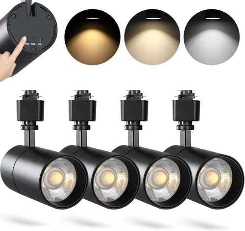 Miniatura 10 de VANoopee Cabezales de iluminación de pista de 3 colores en 1 de 20 W H, regulables, sin parpadeo, accesorios de iluminación LED brillantes para Negro