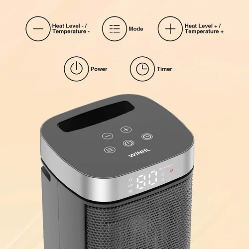 Miniatura 3 de Estufa portátil para espacio, tres modos de calefacción (700W/1000W/1500W), con control remoto, calentadores eléctricos con temporizador de 1-12H