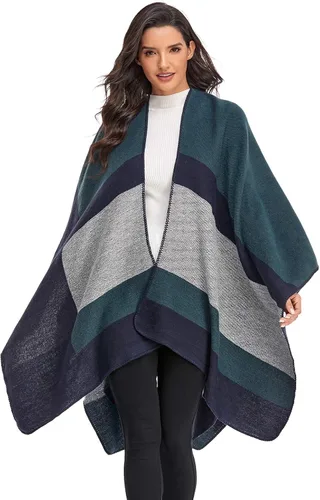 Miniatura 33 de KirGiabo Suéter a Cuadros para Mujer Poncho Capa Abrigo Frente Abierto Manta Chales y Envolturas
