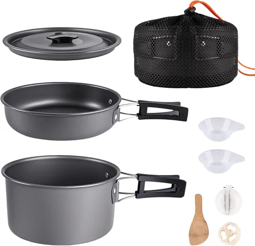 Miniatura 11 de aiGear Camping Cooking Set Cookware Mess Kit with Storage Bag Pot Pan Set Camping Accessories for Outdoor Camping Hiking Picnic Portable and