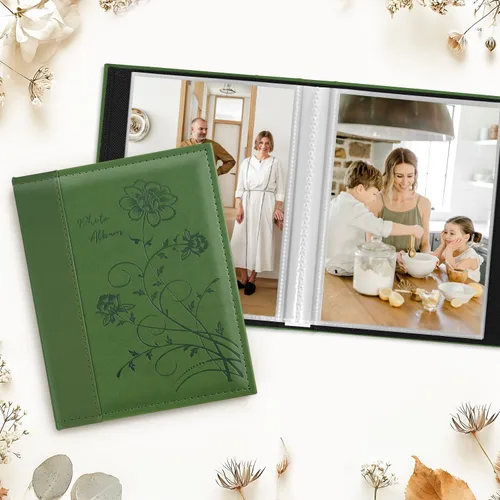 Miniatura 3 de Artmag Álbum de fotos de 5 x 7 pulgadas, páginas transparentes, con bolsillos, cubierta de cuero, álbum de fotos deslizable para insertar fotos