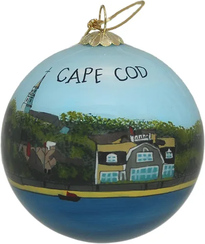 Miniatura 12 de Adorno pintado a mano de Cape Cod Beach & Bird – Decoración de árbol de Navidad colgante de vidrio soplado que muestra escenas costeras de Cape Cod