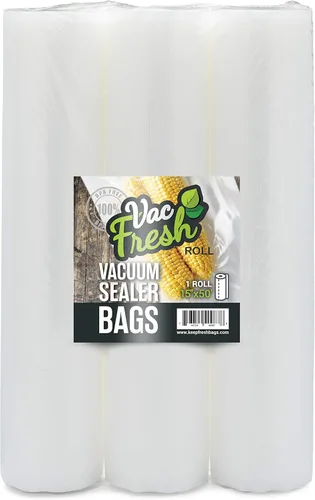 Vac Fresh - Rollos de sellado al vacío para alimentos frescos (15 pulgadas x 50 pies, 3 rollos) bolsas de almacenamiento de alimentos en relieve de
