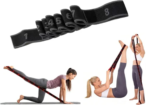 Miniatura 10 de Bandas de resistencia de fitness para estiramiento y yoga, banda de resistencia elástica numérica con marcas, banda de resistencia numerada bandas
