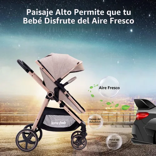 Miniatura 9 de Lortsybab Cochecito de bebé 2 en 1 - Cochecito plegable infantil para recién nacidos con asiento reversible - Cochecitos para niños pequeños de 0 a