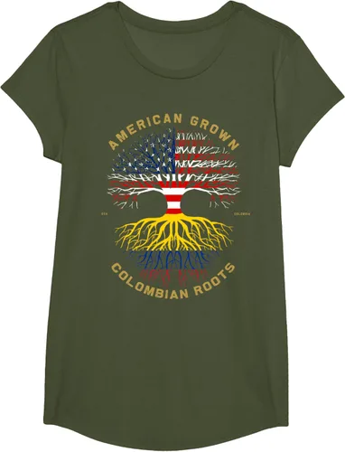 Miniatura 98 de Camiseta de regalo con la bandera de Estados Unidos con árbol de raíces colombianas
