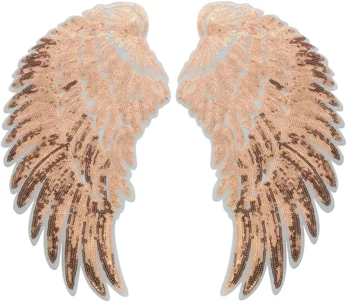 Miniatura 3 de 1 par de lentejuelas con alas de ángel bordadas para planchar para decoración de ropa (rosa intenso)