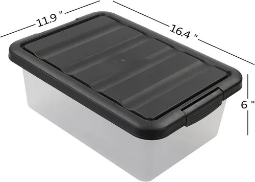 Miniatura 5 de Wekioger Caja de almacenamiento de plástico versátil con tapas negras, 14 cuartos de galón, 2 paquetes