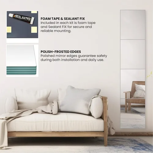 Miniatura 7 de Dulles Glass - Espejos de pared, azulejos de espejo de pared de vidrio de 12 x 10 pulgadas (4 unidades), espejo grande de cuerpo completo