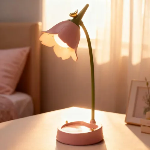 Miniatura 6 de Lámpara de escritorio LED mágica JD Cordless Luz de mesa ajustable cuello de cisne regulable táctil recargable batería cuidado de los ojos luz Rosa