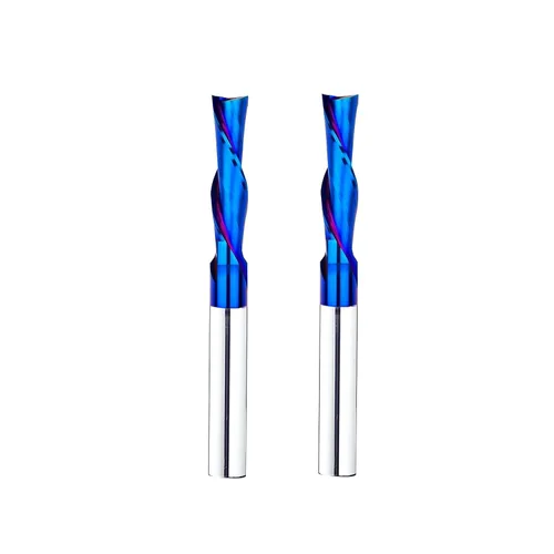 Miniatura 18 de BRD204 Broca de enrutador de inmersión en espiral de carburo sólido 2 flautas corte CNC Router Bits Molino de extremo NACO recubierto 1/8 "CD X 3/4