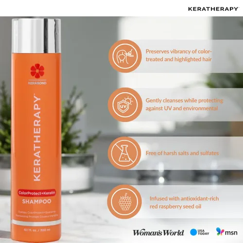 Miniatura 5 de KERATHERAPY Champú protector de color con infusión de queratina, 10.1 onzas líquidas, 10.1 fl oz – Champú protector de color sin gluten para cabello