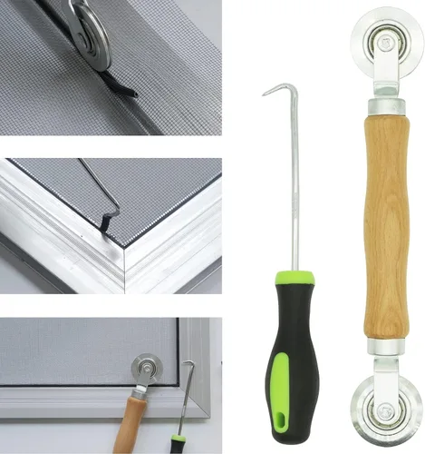 Miniatura 6 de Kit de reparación de pantalla: herramienta de rodillo de pantalla con gancho removedor de estrías de pantalla de rodamientos