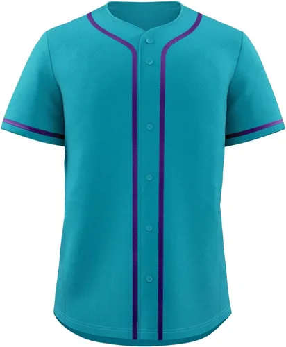 Miniatura 8 de KXK Camiseta de béisbol en blanco para hombre, camisas casuales con botones, manga corta, uniforme deportivo de equipo activo