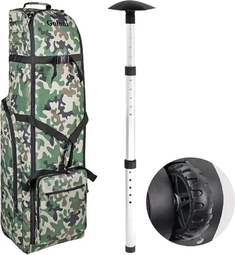 Miniatura 16 de Goloni Bolsa de viaje de golf con ruedas para aerolíneas, funda de viaje resistente al agua para viajes aéreos, equipaje de golf plegable portátil