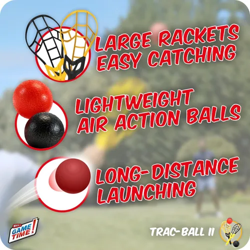 Miniatura 6 de Wham-O Game Time Trac-Ball II. with or Without 2 Rackets. Air Action Balls for Outdoor Play for Kids & Adults of All Ages Original Tracball &