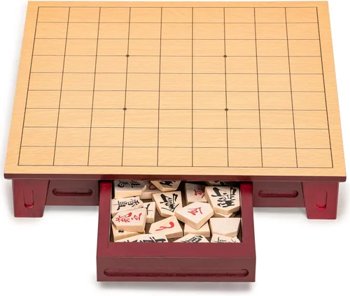 Miniatura 5 de Juego de ajedrez japonés Shogi, con tabla y cajones de madera y las tradicionales piezas Koma