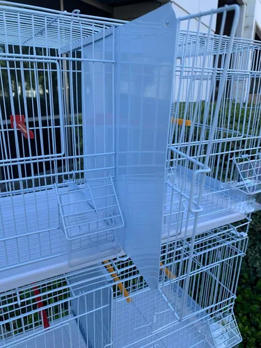 Miniatura 9 de Seny Juego de 4 Jaulas Apilables para Cría de Pájaros para Canarios, Pinzones y Aves Pequeñas (Blanco)