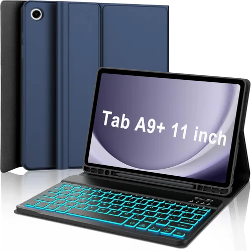 Miniatura 9 de Funda para Galaxy Tab A9 Plus con teclado 5G de 11 pulgadas 2023 (SM-X210/X216/X218), funda de teclado de tableta desmontable retroiluminada de 7