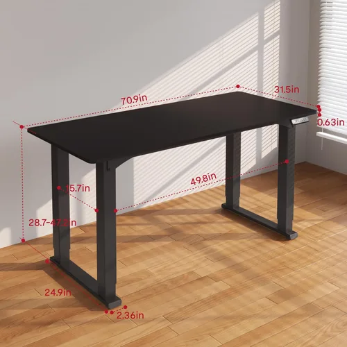 Miniatura 3 de SANODESK Escritorio de pie de 4 patas, escritorio eléctrico ajustable en altura con ajustes preestablecidos de memoria para oficina en casa, Negro