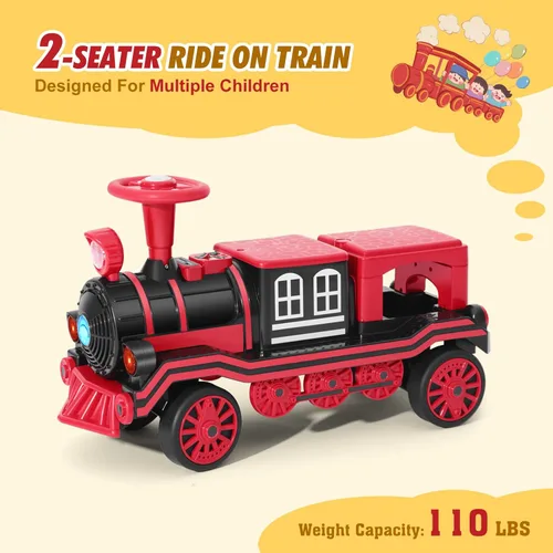 Miniatura 2 de Joyldias - Tren para montar de 2 plazas, juguete de montar de 12 V para niños con música, claxon de tren, luces, velocidad alta/baja