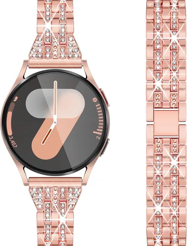 Miniatura 10 de Correa de diamantes compatible con Samsung Galaxy Watch 4 5 FE - Correa de 1.575 pulgadas con protector de pantalla, 0.787 pulgadas de liberación