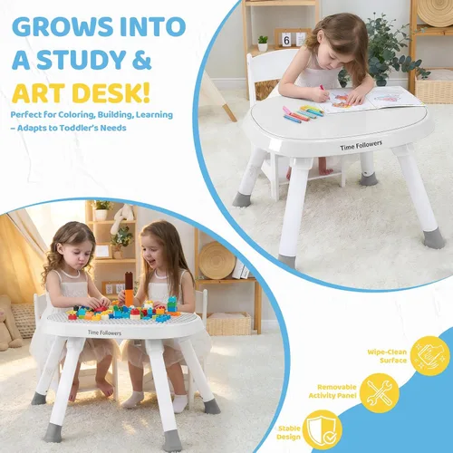 Miniatura 3 de Time Followers® 6 en 1 Centro de Actividad para Bebé Saltarines y Balancines Andador y Mesa de Juego Estacionaria de 4 Etapas para Niños Blanco