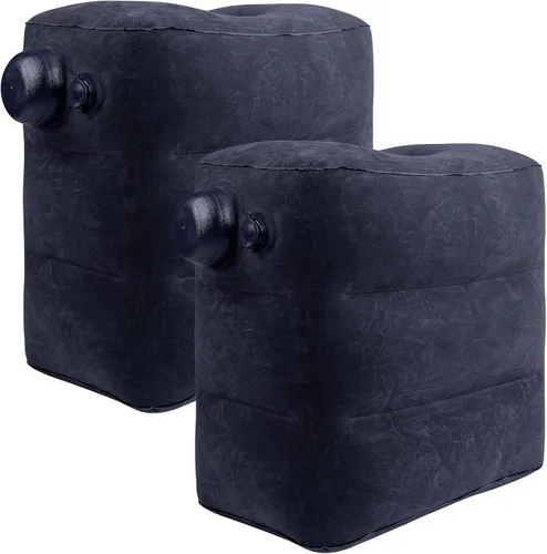 Paquete de 2 reposapiés inflables para viajes aéreos, reposapiés de viaje en avión, altura ajustable, coche/avión, almohada reposapiés con bomba