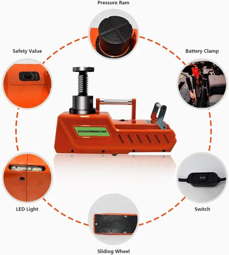 Miniatura 4 de E-HEELP Gato eléctrico para auto de 15 toneladas, gato hidráulico eléctrico de 12 V CC de servicio pesado con luz LED para RV, sedán, furgoneta