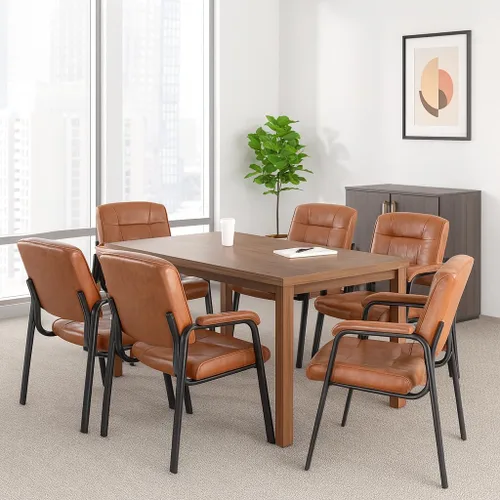 Miniatura 11 de Naomi Home Sillas apilables de piel sintética para invitados de oficina, sillas de recepción con reposabrazos para vestíbulo, clínica, sala