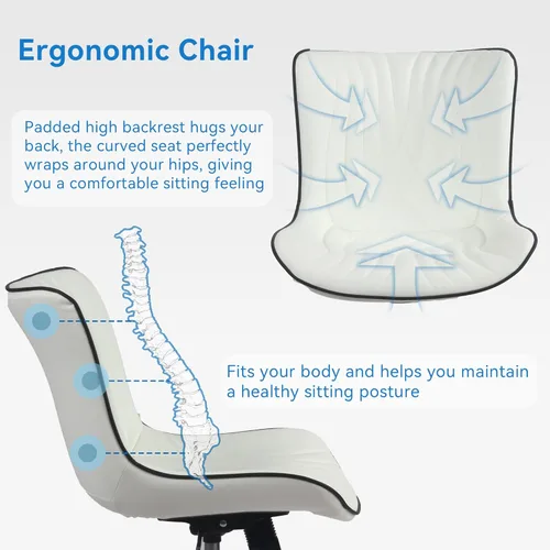 Miniatura 6 de YOUNIKE Silla de Oficina, Silla de Escritorio sin Brazos con Ruedas, Sillas de Tarea de Computadora para Oficina en Casa, Silla de Tocador Moderna