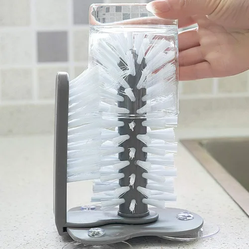 Miniatura 2 de Hemoton 1 taza giratoria para cepillo de té para fácil limpieza, cepillo de té perezoso para uso doméstico, cristalería de doble cara giratoria