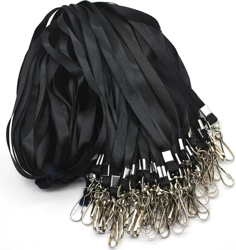 Miniatura 9 de Cordones verdes, 100 unidades, para insignias de identificación, cordón plano con clip de insignia con gancho en J (verde)