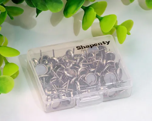 Miniatura 5 de Shapenty Aretes de bisel de cabujón en blanco de acero inoxidable, postes planos y redondos, bandeja de bisel para aretes de resina epoxi, bricolaje
