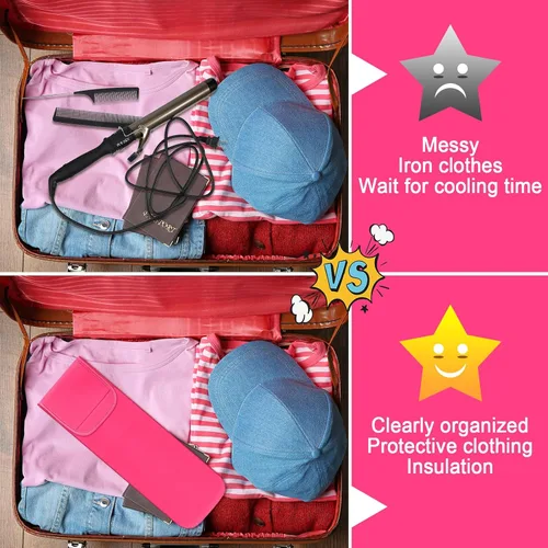 Miniatura 6 de Shappy 2 Piezas Funda de Viaje para Rizador Resistente al Calor Funda Porta Plancha Plana Manga de Neopreno Porta Alisador y Bolsa Plana