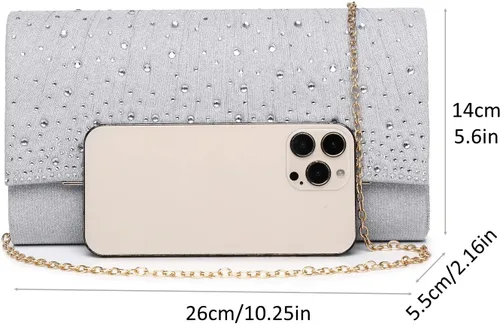 Miniatura 4 de Bolsos de noche para mujer, con lentejuelas y purpurina para mujer, bolso de mano brillante, bolso formal para boda, fiesta, baile de graduación