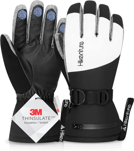 Hikenture Guantes de esquí para hombres y mujeres 3M Thinsulate guantes de nieve impermeables aislados - Guantes de snowboard para clima frío