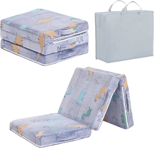 Miniatura 11 de Tiita Colchón de suelo plegable para niños, futón de felpa o tapete de suelo con bolsa de almacenamiento, tapete para siesta de piso para niños