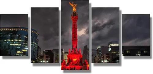 Miniatura 25 de Arte de pared con bandera de México para sala de estar, pintura de pared con textura envejecida y colorida de la bandera de México, 3 piezas