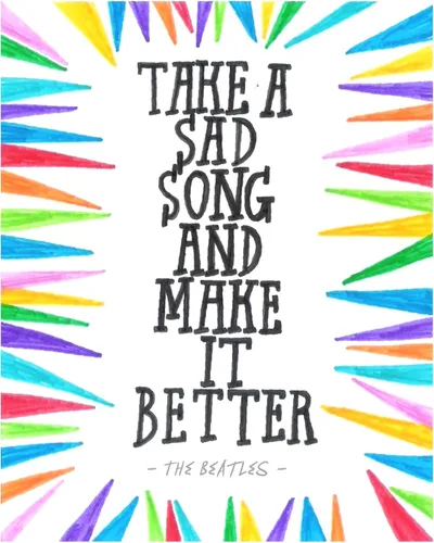 The Beatles - Take Bad Song - Make It Better, decoración de pared de música vintage, esta impresión artística de pared lista para enmarcar letras de
